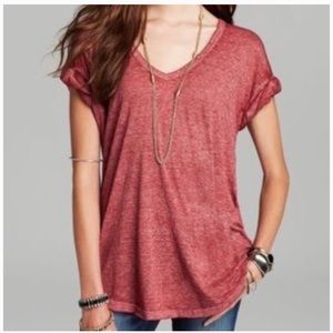 Free People Beach Red Burnout Tee Size S